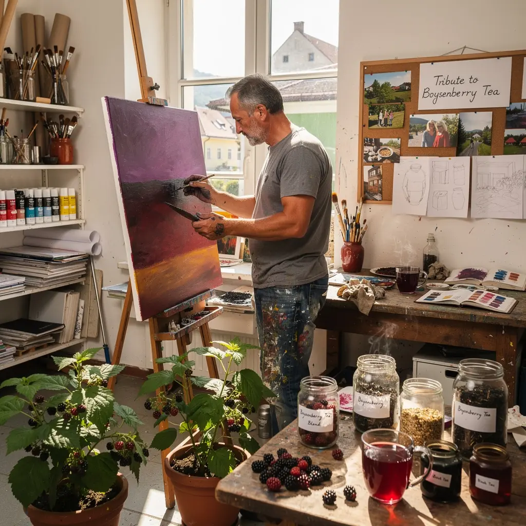 Umenie servírovania čaju s boysenberry, zvýrazňujúce jeho živé farby.