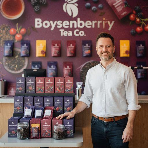 Čajová kanvica s bohatým, tmavočerveným nápojom a bobuľami.